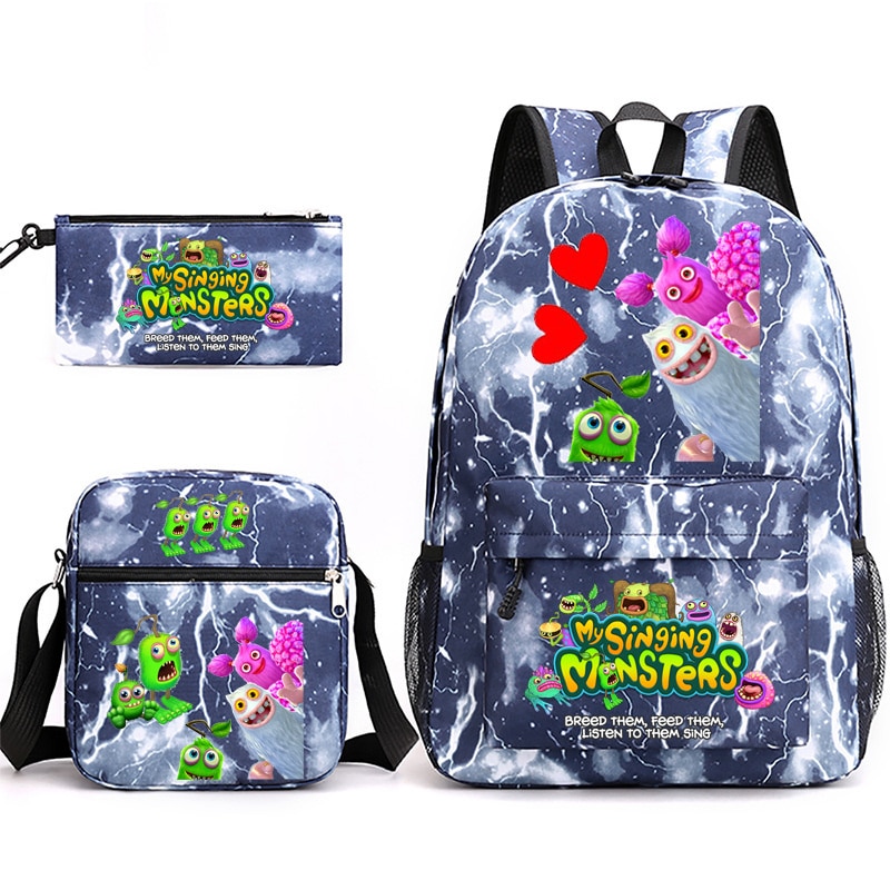 My Sing Monsters Backpack Student College Bookbag Business Laptop Satchel Travel Shoulder Bag 3D Anime Pencil 3 - My Singing Monsters Plush