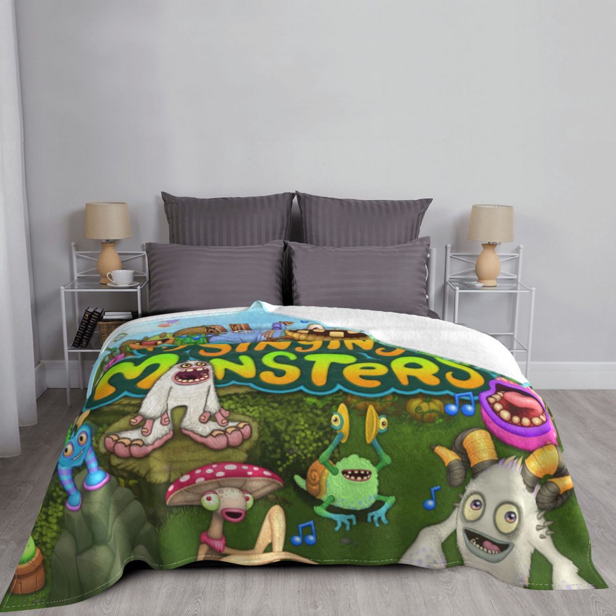 My Singing Monsters Blanket Game Cartoon Flannel Awesome Warm Throw Blanket for Bedspread Autumn Winter 2 - My Singing Monsters Plush