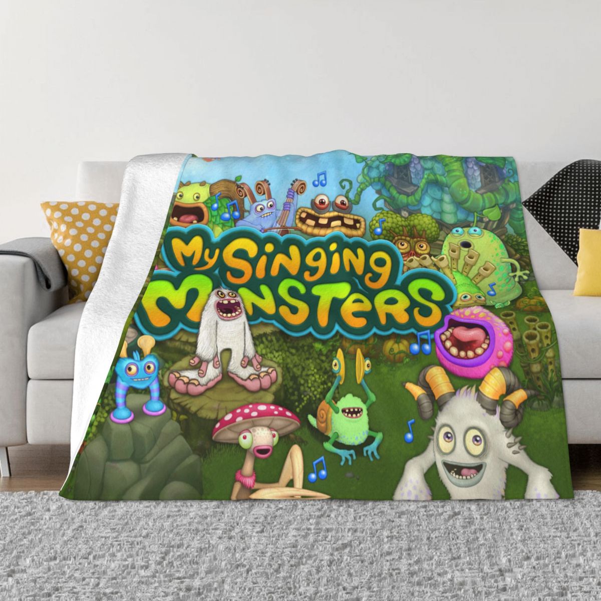 My Singing Monsters Blanket Game Cartoon Flannel Awesome Warm Throw Blanket for Bedspread Autumn Winter - My Singing Monsters Plush