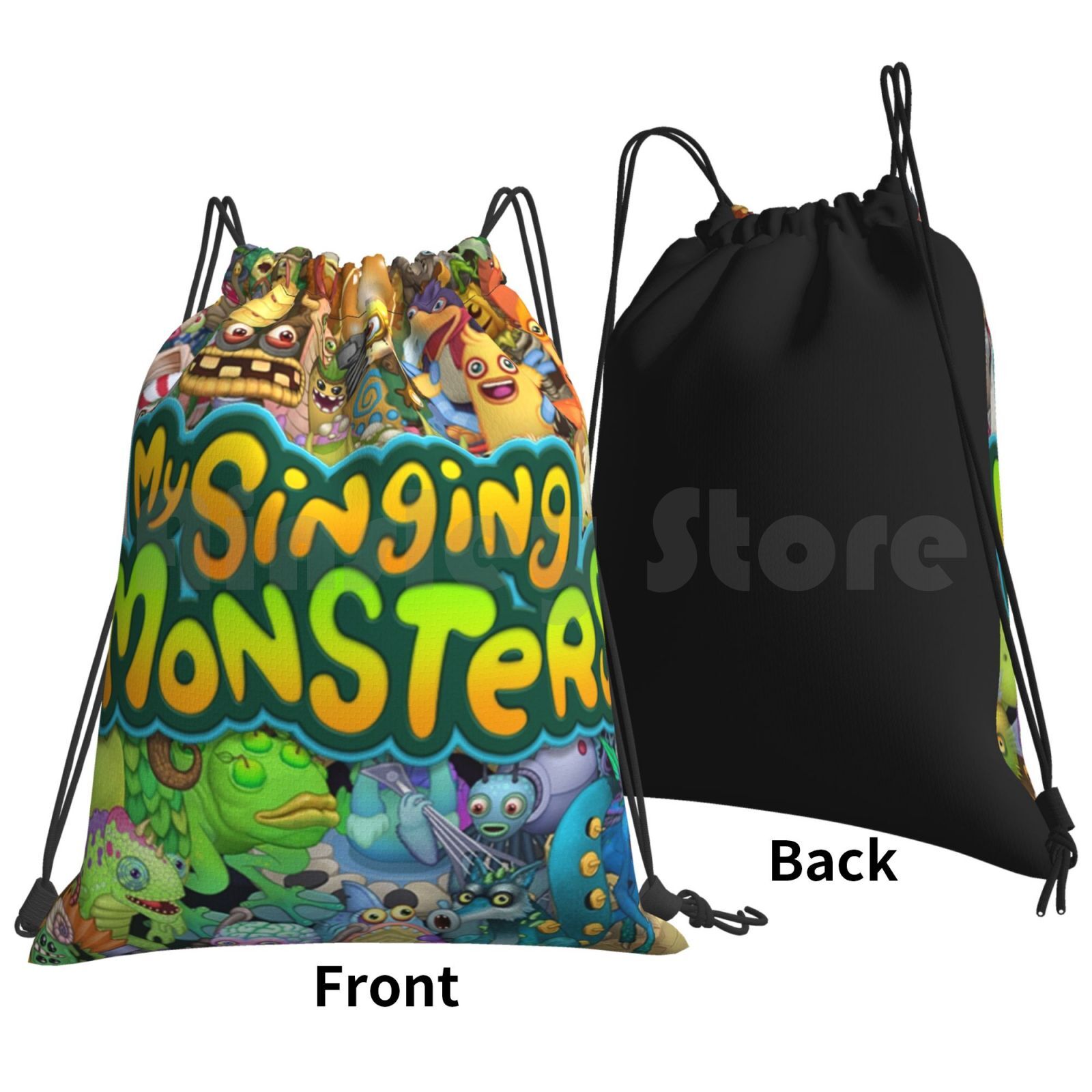 My Singing Monsters Characters And Title Backpack Drawstring Bag Riding Climbing Gym Bag My Singing Monsters 1 - My Singing Monsters Plush