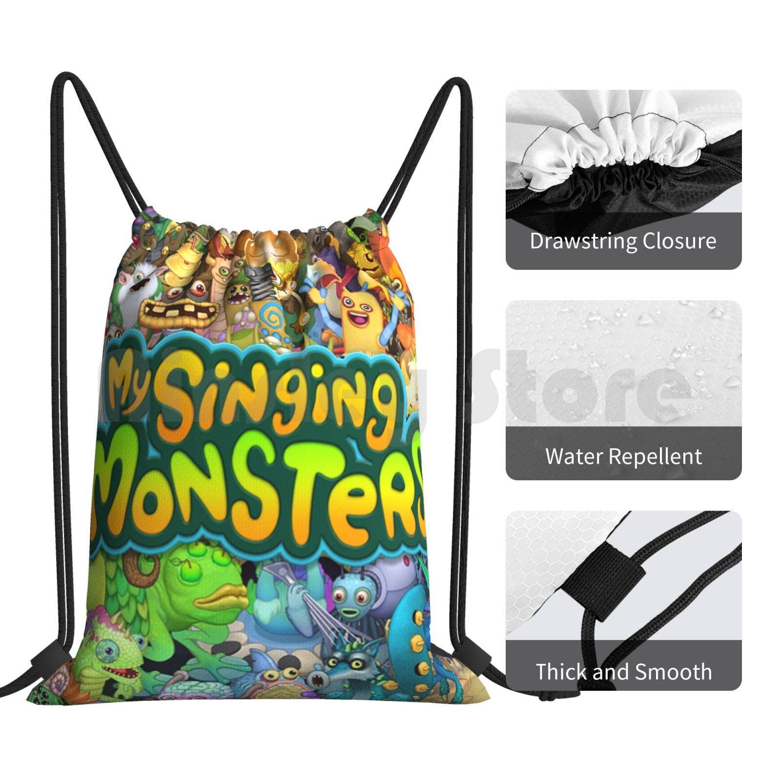 My Singing Monsters Characters And Title Backpack Drawstring Bag Riding Climbing Gym Bag My Singing Monsters 3 - My Singing Monsters Plush